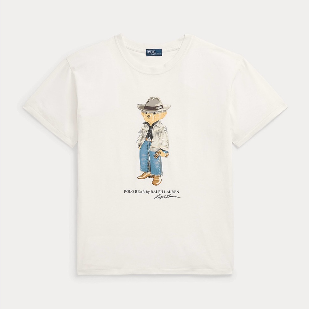 Ralph Lauren Polo Bear White Short Sleeve Tee Bear Graphic Size Small